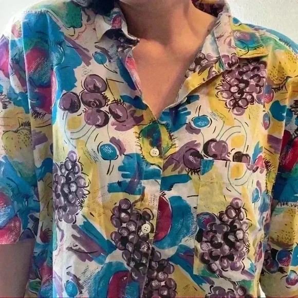 Vintage 90s novelty fruit print‎ button up - Picture 3 of 15